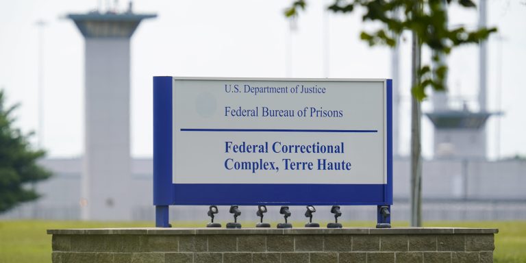 The federal prison complex in Terre Haute, Ind., is shown Friday, Aug. 28, 2020. The scheduled federal execution at the facility of Keith Nelson, who was convicted in the killing of a 10-year-old Kansas girl, was back on track Friday after an appellate panel tossed a lower court's ruling that would have required the government to get a drug prescription before it could use pentobarbital to kill the inmate. (AP Photo/Michael Conroy)